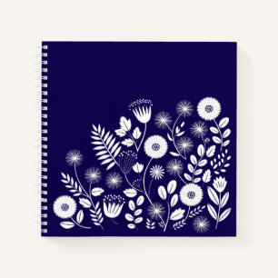 Lila und weiße Boho-Wildblume Notizbuch