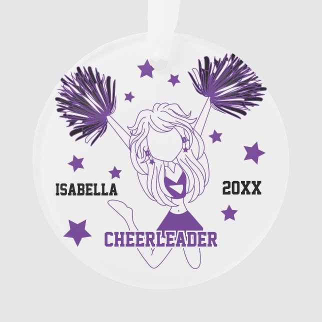 Lila und weiße Cheerleader Ornament (Vorderseite)