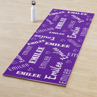 Lila und Weiße Cool Word Art Benutzerdefinierter T Yogamatte
