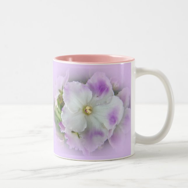 Lila und weiße Extravagante afrikanische Violetten Zweifarbige Tasse (Rechts)