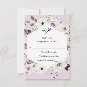 Lila und weiße Flora no Messe UAWG VER - Lavendel RSVP Karte