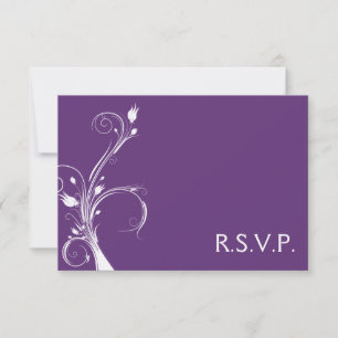 Lila und weiße Flora-Replik RSVP Karte