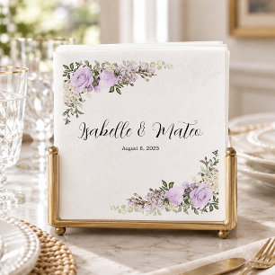 Lila und weiße florale Hochzeitsdekoration Serviette