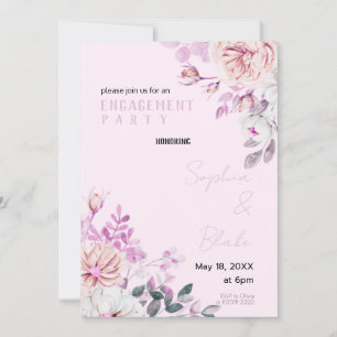 Lila und weiße, floralrosa engagierte Partei Einladung