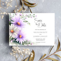 Lila und weiße Gänseblümchen Hochzeit - Termin vor