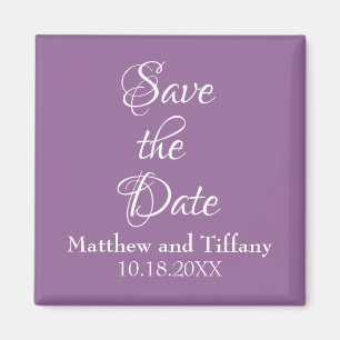 Lila und weiße Hochzeit speichern Sie das Datum Magnet