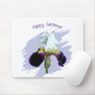 Lila und Weiße Iris Quadratisch Mauspad