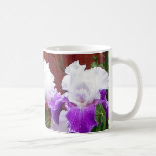 Lila und weiße Iris Tasse