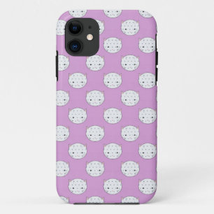 Lila und weiße Katzen-Gesichter-Muster-Punkte Case-Mate iPhone Hülle