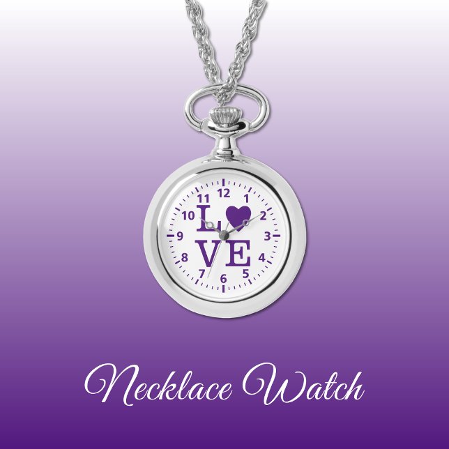 Lila und weiße Liebe Necklace Watch Armbanduhr (Von Creator hochgeladen)