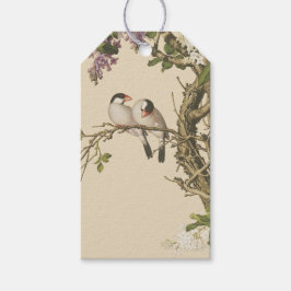 Lila und weiße Lilacs mit Bird Chinese Antique Geschenkanhänger