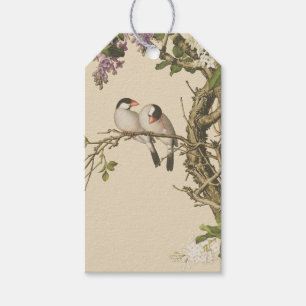 Lila und weiße Lilacs mit Bird Chinese Antique Geschenkanhänger
