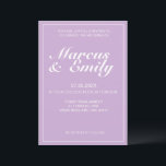 Lila und weiße Minimalistische Hochzeit Einladung<br><div class="desc">Hübsch,  modern,  minimalistisch und trendig präsentiert sich die Einladung zu einer Hochzeit mit einem lila Hintergrund in sanften Pastelltönen (Pantons Farbauswahl 2022 "Orchid Bloom") mit weißen,  anpassbaren Textblöcken in modernen Schriftart</div>