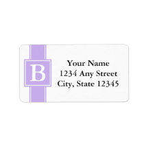 Lila und weiße Mit Monogramm Rücksendeadressen-Auf