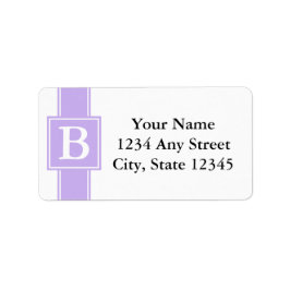 Lila und weiße Mit Monogramm Rücksendeadressen-Auf Adressaufkleber