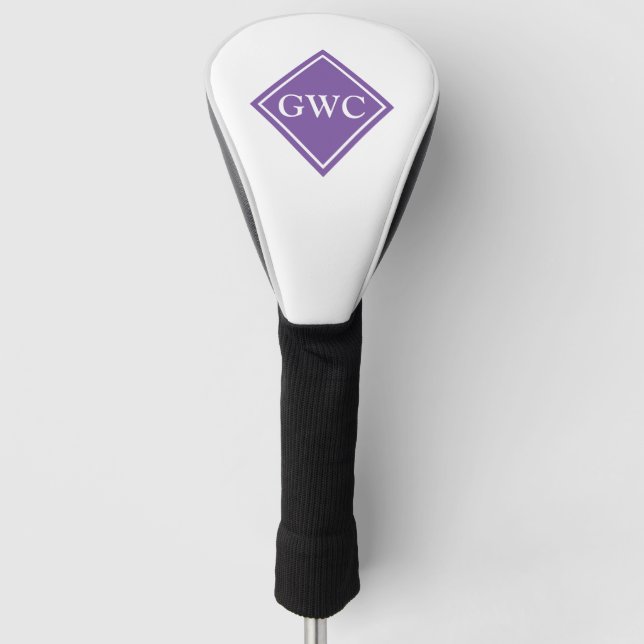 Lila und weiße Monogramm Golf Headcover (Vorderseite)