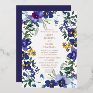 Lila und weiße Orchideen-Aquarell-Blumenhochzeit Folieneinladung