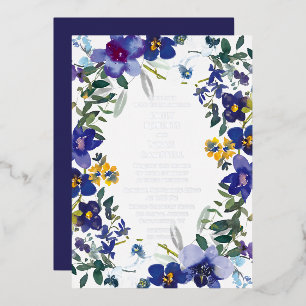 Lila und weiße Orchideen-Aquarell-Blumenhochzeit Folieneinladung