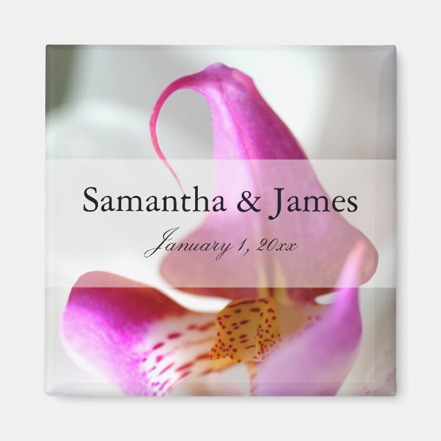 Lila und weiße Orchideenhochzeit Magnet (Vorne)