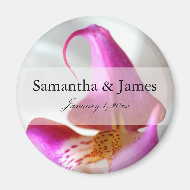 Lila und weiße Orchideenhochzeit Magnet (Vorne)