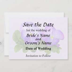 Lila und weiße Pansy Couple Save The Date