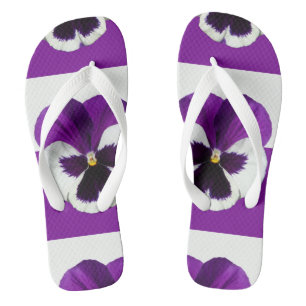 Lila und weiße Pansy Flip Flops