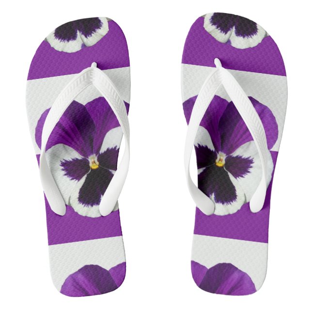 Lila und weiße Pansy Flip Flops (Fußbett)