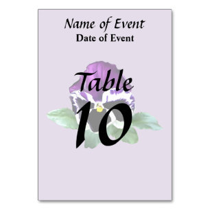 Lila und weiße Pansy Tischnummer