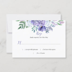 Lila und weiße Peonies Poppies Grüne UAWG RSVP Karte