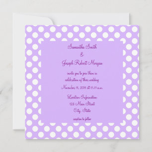 Lila und weiße Polka Dot Hochzeit Einladung