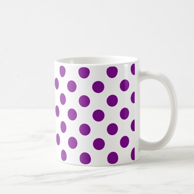 Lila und weiße Polka-Punkte Kaffeetasse (Rechts)