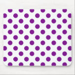Lila und weiße Polka-Punkte Mousepad<br><div class="desc">Lila und weiße Polka-Punkte</div>