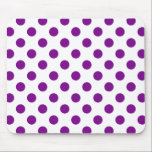 Lila und weiße Polka-Punkte Mousepad<br><div class="desc">Lila und weiße Polka-Punkte</div>