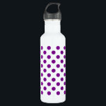 Lila und weiße Polka-Punkte Trinkflasche<br><div class="desc">Lila und weiße Polka-Punkte</div>
