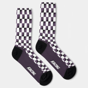 Lila und weiße Racing-Karo-Socken Socken