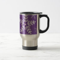 Lila und weiße Schneeflocke-Muster-Reise-Tasse