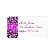 Lila und weiße Schneeflocken-Adressenaufschrift