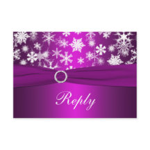Lila und weiße Schneeflocken Hochzeitskarte