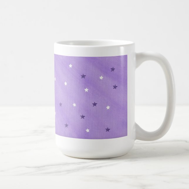Lila und weiße Sterne auf Lavendel-Tassen Kaffeetasse (Rechts)