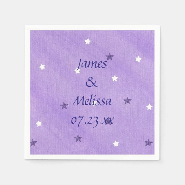 Lila und weiße Sterne Personalisiert Napkins Serviette (Vorderseite)