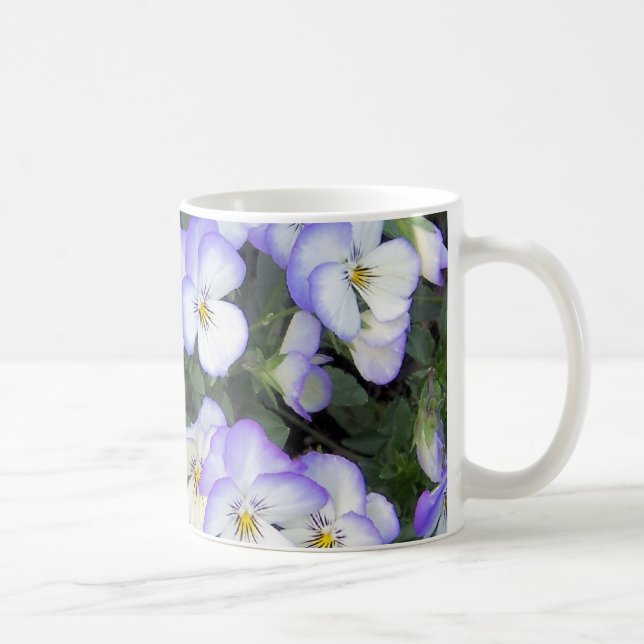Lila und weiße Stiefmütterchen Tasse (Rechts)