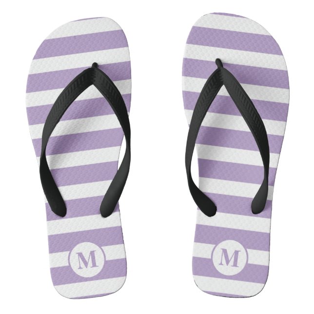 Lila und weiße Streifen für Lilac-Monogramm Flip Flops (Fußbett)
