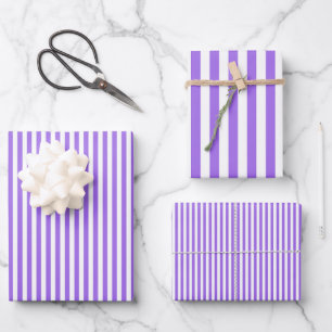 Lila und weiße Streifen Geschenkpapier Set