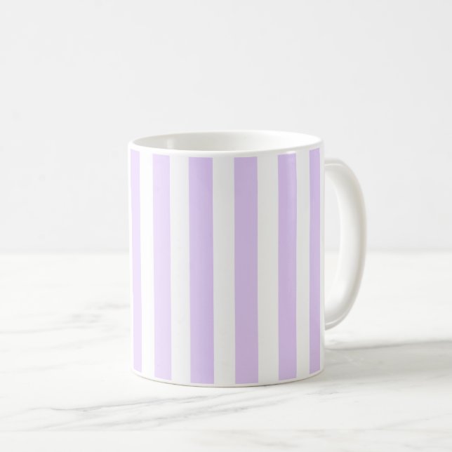 Lila und weiße Streifen Kaffeetasse (VorderseiteRechts)