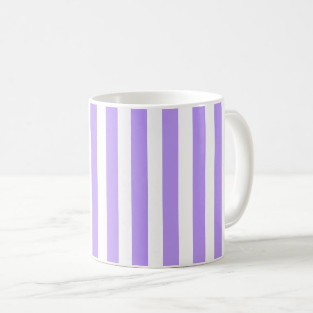 Lila und weiße Streifen Kaffeetasse (VorderseiteRechts)