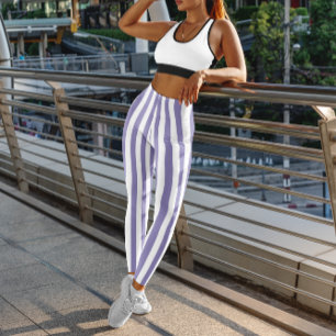 Lila und weiße Streifen Leggings