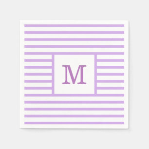 Lila und weiße Streifen mit individuellem Monogram Serviette