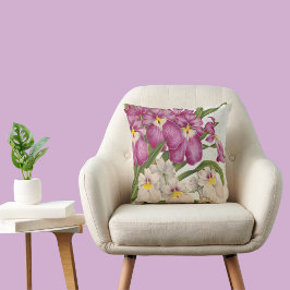 Lila und weiße Vintage Orchideen mit Lila Rücken Kissen