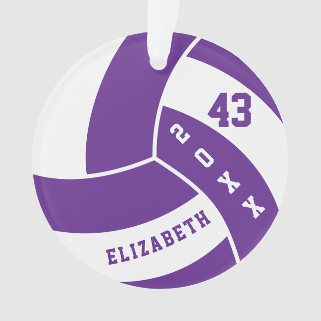 Lila und weiße Volleyball 4 | DIY Name Ornament (Vorderseite)