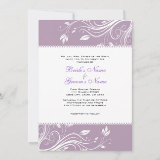 Lila und weiße Wirbel zum Hochzeitsempfang Einladung